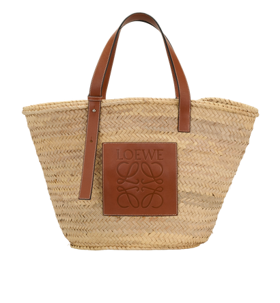 Medium Basket Bag, &pound;350, Handbags, Beige/Brown, Raffia, Front view